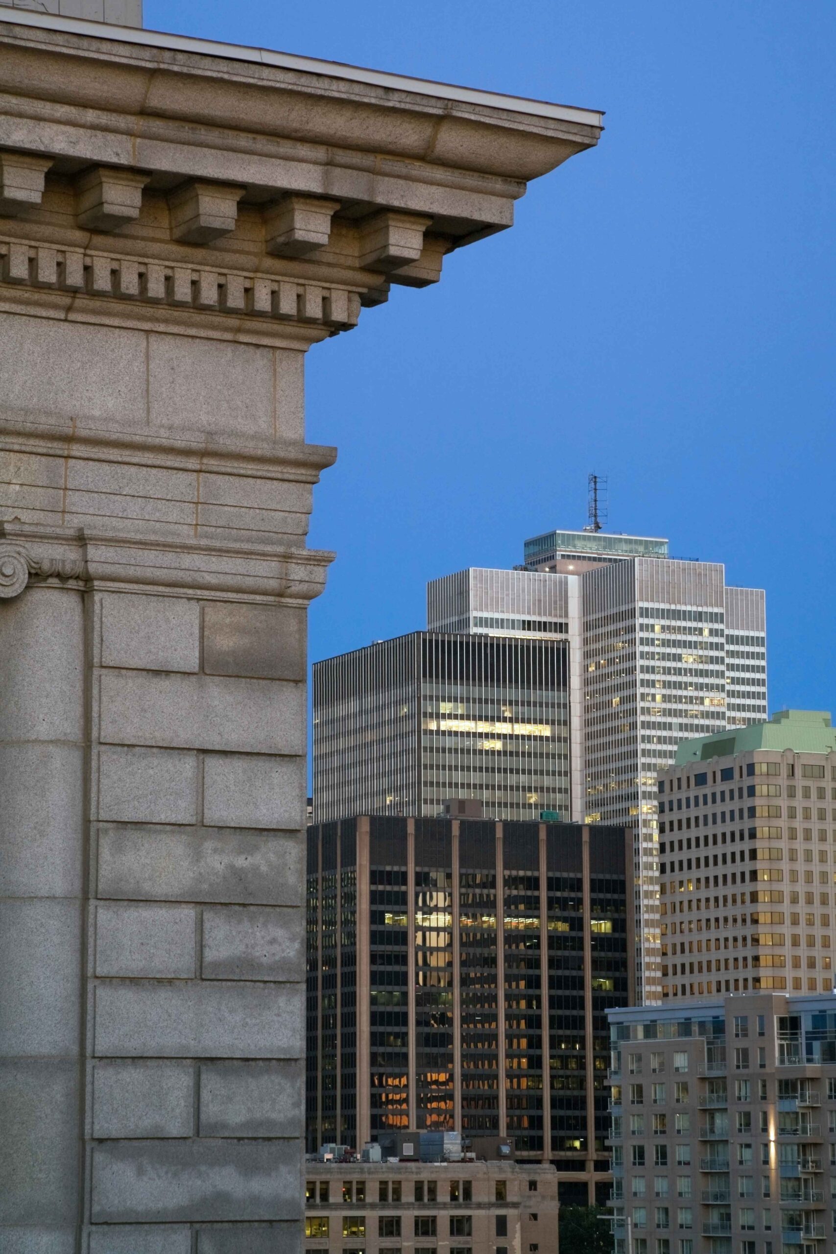 Bank building and modern office buildings