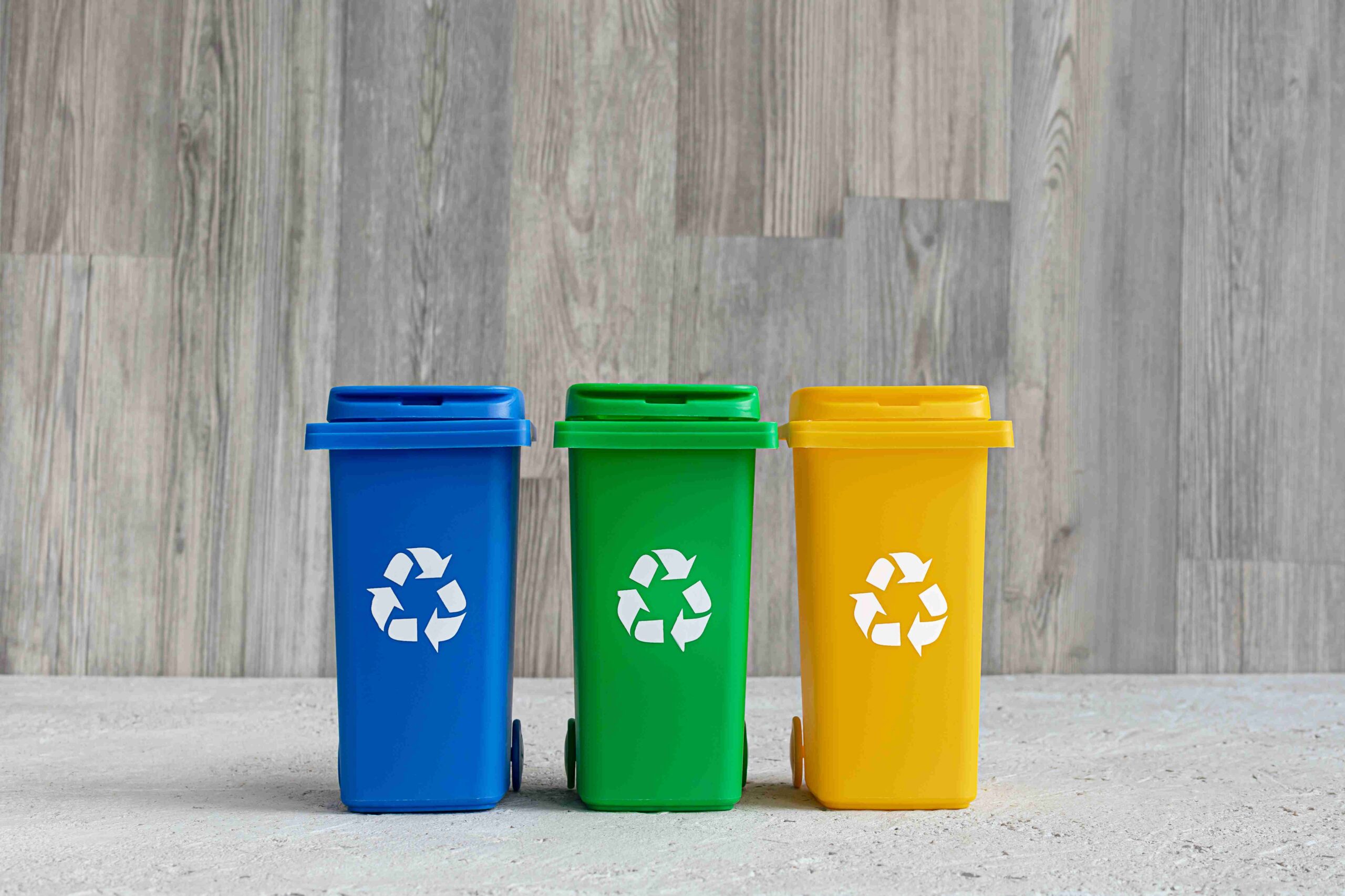 Colorful recycle bins for sorting waste materials