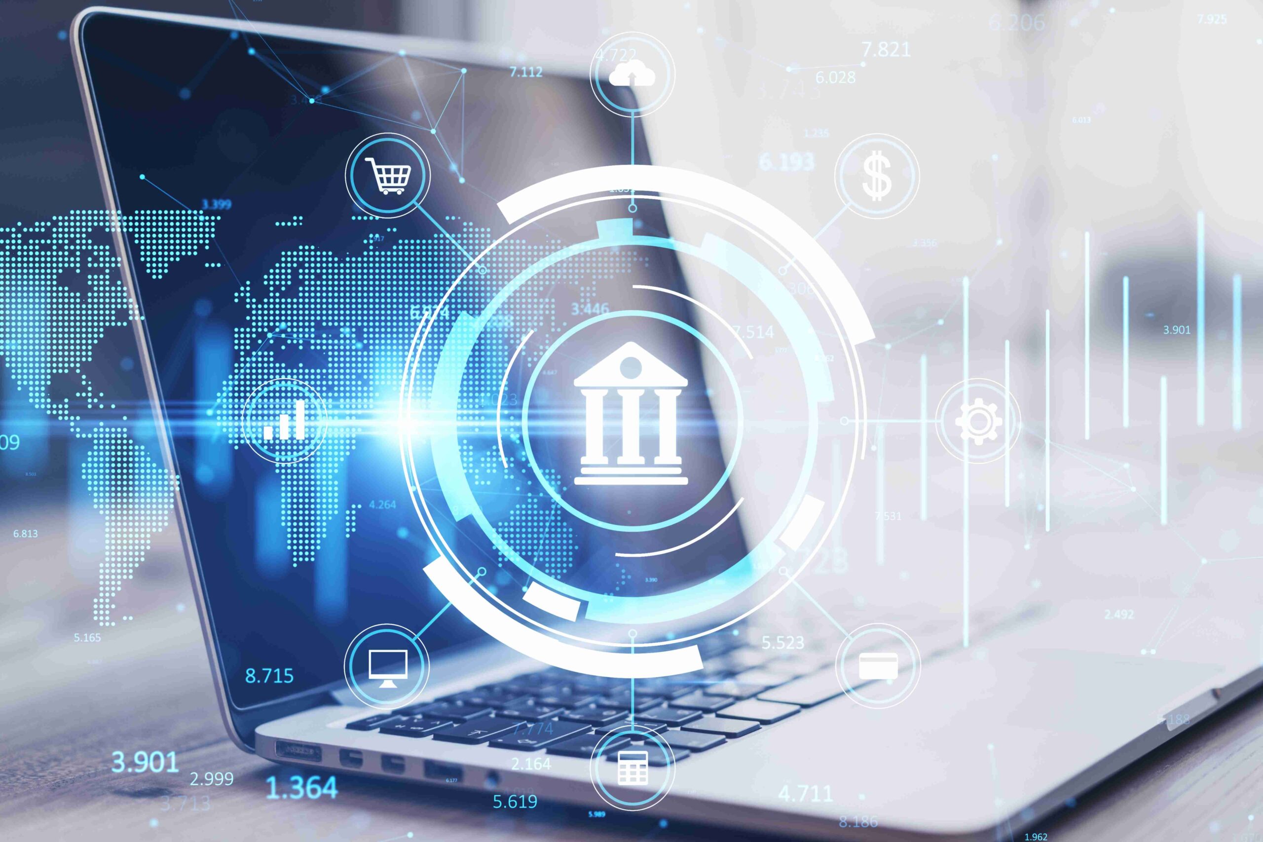 Modern laptop displaying financial technology