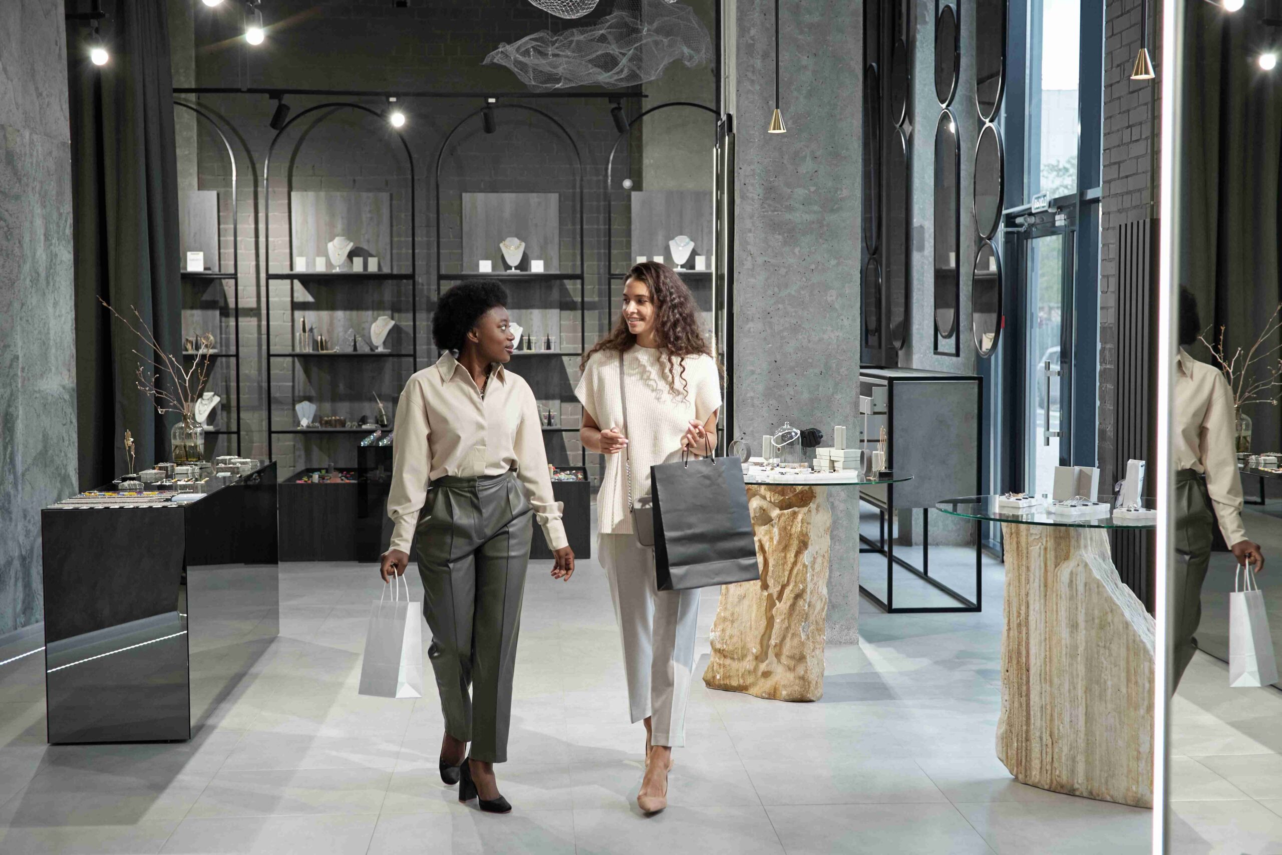 Women shopping in an elegant boutique store