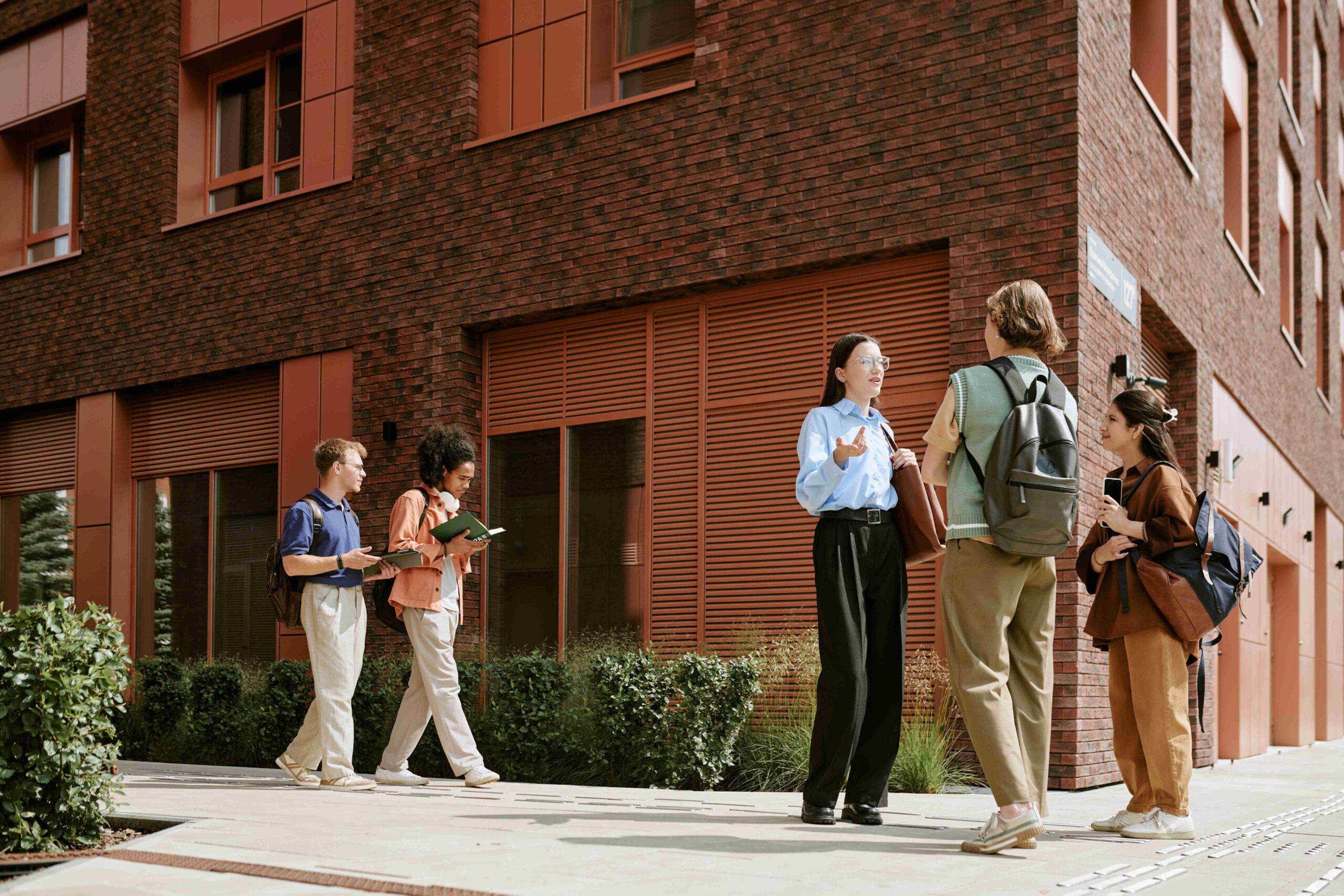 University students socializing outdoors